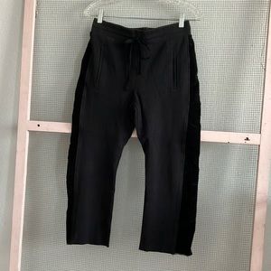 Pharaoh black sweats w ruched velvet side panels size small
